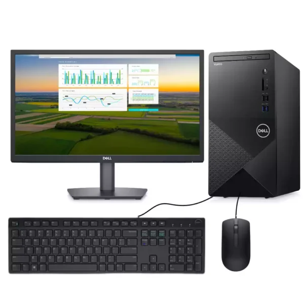 Dell Vostro 3910 Desktop PC with Intel Core i3-12100, 4 GB RAM, 1 TB HDD, and 21.5-inch E2222H Monitor